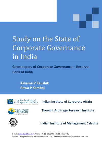 Study on the State of Corporate Governance in India